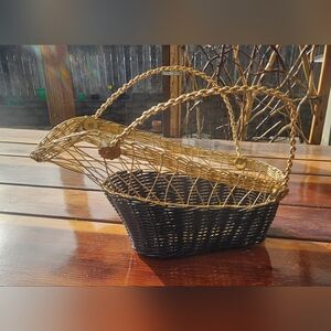 2 vintage French wine bottle carrier basket